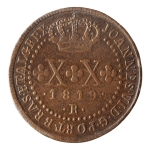 Brasil, XX Réis, 1819R. Cobre. AI C506. Sob. Estimado R$ 200,00 - 250,00