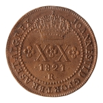 Brasil, XX Réis, 1821R. Cobre. AI C508. Sob. Estimado R$ 200,00 - 250,00