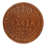 Brasil, XL Réis, 1820R. Cobre. AI C517. Sob. Verniz. Estimado R$ 500,00 - 600,00