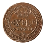 Brasil, XL Réis, 1821R. Cobre. AI C518. Sob-. Estimado R$ 350,00 - 450,00