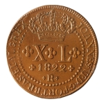 Brasil, XL Réis, 1822R. Cobre. AI C519. Sob. Verniz. Estimado R$ 450,00 - 550,00