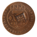 Brasil, XL Réis, 1818R. Cobre. AI C515. Com escudete. MBC. Estimado R$ 150,00 - 200,00