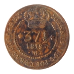 Brasil, 37 1/2 Réis, 1819M. Cobre. AI C550. MBC. Estimado R$ 550,00 - 650,00
