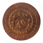 Brasil, 20 Réis, 1828R. Cobre. AI C592. Com carimbo geral de 10. MBC. Estimado R$ 50,00 - 70,00