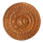 Brasil, 20 Réis, 1830R. Cobre. AI C594. Com carimbo geral de 10. MBC. Estimado R$ 50,00 - 70,00