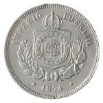 Brasil, 100 Réis, 1874. Cupro-Níquel. AI V004. Sob. Algumas mossas. Estimado R$ 350,00 - 450,00