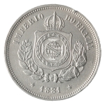 Brasil, 100 Réis, 1881. Cupro-Níquel. AI V011. Segundo 8 da data emendado de um 7. Sob. Estimado R$ 350,00 - 450,00