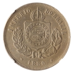 Brasil, 200 Réis, 1880. Cupro-Níquel. AI V022. NGC AU Details (limpa). Estimado R$ 700,00 - 850,00