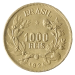 Brasil, 1000 Réis, 1924. Bronze-Alumínio. AI V128. FC. Estimado R$ 150,00 - 200,00