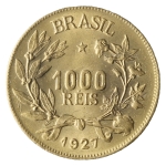 Brasil, 1000 Réis, 1927. Bronze-Alumínio. AI V130. FC. Estimado R$ 100,00 - 150,00