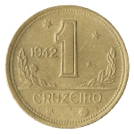 Brasil, 1 Cruzeiro, 1942. Bronze-Alumínio. AI V224. FC. Estimado R$ 50,00 - 100,00