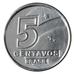 Brasil, 5 Centavos, 1990. Aço-Inox. AI V407. Data rara. FC. Estimado R$ 150,00 - 200,00