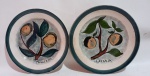Pratos de coleção em cerâmica Prado com pintura Tangirina  e Laranja. Medida  20 cm de diâmetro cada.