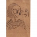 Ismael Nery (1900-1934). Duas Figuras. Desenho à lápis. Década de 1920. Etiqueta no verso da Galeria Ricardo Camargo. 15 x 10 cm.