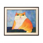Aldemir Martins (1922-2006). Gato amarelo. Acrílica sobre tela. Assinado, cie e datado de 2003. 80 x 100 cm. (Acompanha certificado de autenticidade).
