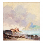 Dakir Parreiras (1894-1967). Baía de Guanabara. Óleo sobre tela. Assinado, cid. 1937.  60 x 62 cm.