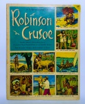 Antigo e raro livro - A GOLDEN STAMP CLASSIC  -ROBINSON CRUSOE - História do renomado escritor Inglês - DANIEL DEFOÈS - Aventura e saga do famoso náufrago - Completo - Possui 48 Estampas coloridas - Ano 1956 - 48 Páginas - Brochura - Idioma Inglês -  Obs: Possui perda por corte na primeira página, conforme fotos - Medida: 28 X 21,5 cm.