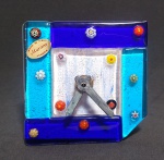 Murano - Lindo Relógio de mesa Veneziano com mostrador em vidro azul Murano . funciona com uma pilha pequena. Funcionando .