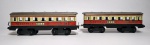 Lote  de 2  antigos, conservados e raros carros de passageiros - MBE - Trem da Estrela - Anos 60 - Lata e plástico rígido. Medida de cada Vagão: 14 x 5 x 3 cm