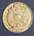 Antiga Medalha - Representando brasão com dizeres - Con Libertad Ni Ofendo Ni  Temo - Uruguay  - Bronze - Medida: 7,5 cm de diâmetro x 0,4 cm espessura.