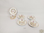 jogo de 5 xicaras de café  porcelana schmidt floral., bordas filetadas a ouro apresenta fio. Medida: xicara 3,5 cm x 6 e pires10 cm