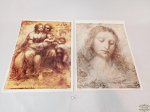 2 Gravuras Leonardo Da Vinci "La Vergine e S. Anna e Testa del Redentore" retrato De Impressão. Medida 29,5 x 40 cm