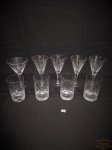 211- Jogo de 5 taças e 4 copos em cristal  lapidado diversos modelos . sendo 4 copos de suco , 4 vinho 1 taça aberta