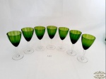 Jogo 07 Taças Vinho Branco Cristal Verde.Medida 15,5 cm x 7 cm de diametro
