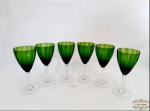 Jogo 06 Taças Vinho Tinto Cristal Verde . Medida: 17 cm de altura x 7,5 cm diâmetro.