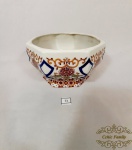 Cachepô Oitavado Pintado a Mão  a gosto oriental ,l Porcelana Teixeira. Medida: 10 cm altura x 16 cm diametro