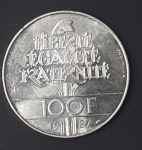 MOEDA EM PRATA 0,900 - 100 FRANCOS  FRANCÊS - GENERAL LA FAYETTE - ANO 1987