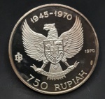 MOEDA EM PRATA 0,999 - 750 RUPIAS - INDONÉSIA - ANO 1970