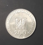 MOEDA EM PRATA 0,750 - 200 ZLOTYCH - POLÔNIA - ANO 1974