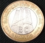 Brasil - 2005 - 1 Real - 40 anos do Banco Central - Bimetálica, 7 g,  27 mm - FC.