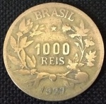 Brasil - 1927 - 1000 Réis - Alumínio-Bronze, 8 g,  26.8 mm.