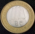 Brasil - 2005 - 1 Real - 40 anos do Banco Central - Bimetálica, 7 g,  27 mm.