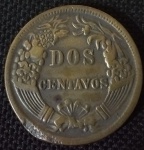 Peru - 1876 - 2 Centavos - Bronze, 9.1 g,  24 mm.