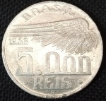 Brasil - 1936 - 5000 Réis - Prata 0.600, 10 g,  27.6 mm.