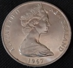 Nova Zelândia - 1967 - One Dollar - Cupro-Níquel, 28.28 g,  38.61 mm.