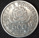 Brasil - 1913 -  500 Réis - Prata 0.900, 5 g,  22 mm - Estrelas Soltas.