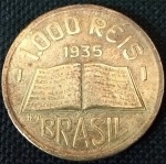 Brasil - 1935 - 1000 Réis - Alumínio-Bronze, 8g,  26mm - Padre Anchieta - Módulo maior - Soberba.