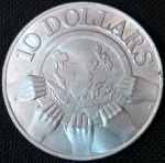 Singapura - 1977 - 10 Dólares - 10º Aniversário da ASEAN - Prata 0.500, 31.1 g,  40 mm - FC.