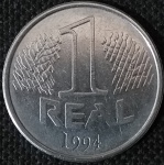 Brasil - 1994 - 1 Real - Aço inoxidável, 4.27 g,  24 mm.