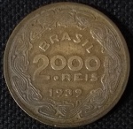 Brasil - 1939 - 2000 Réis - Alumínio-Bronze, 9g,  26.5mm - Soberba.