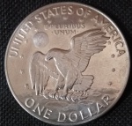 USA - 1977 - One Dollar - Dólar Eisenhower - Cobre com revestimento de Cupro-Níquel, 22.68g,  38.1mm.