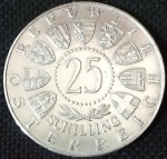 Áustria - 1956 - 25 Schilling - 200º Aniversário de Nascimento de Wolfgang Amadeus MozartPrata 0.800, 13g,  30mm.