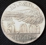 Brasil - 1936 - 5000 Réis - Prata 0.500 - 10 g - 27,5 mm -  Santos Dumont - Soberba.