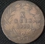 Portugal -1883 -  X Réis - Bronze, 5.8g,  25.3mm.