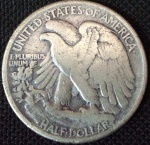 USA - 1944 - 1/2 Dollar - Walking Liberty meio dólar - Prata 0.900, 12.5g,  30.6mm.