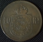 Brasil - 1879 - 40 Réis - Bronze, 12.08g,  30.13mm.